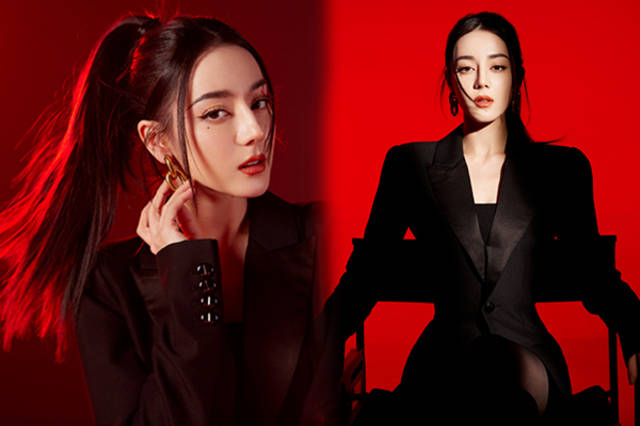 迪丽热巴黑西装女王写真曝光 妆容艳丽气场全开