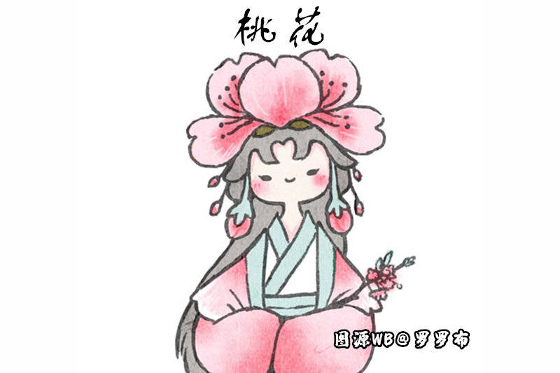 鲜花拟人化:古风国画也能很萌,这回没人讨厌香菜小姑娘了吧?