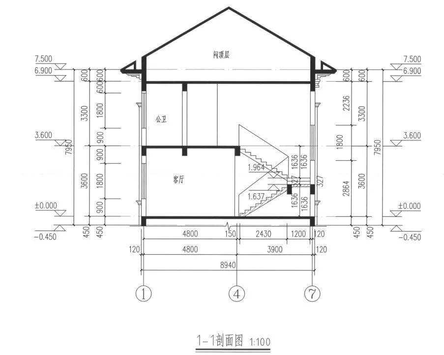 268平輕鋼住宅,全套設計圖在線展示_剖面圖