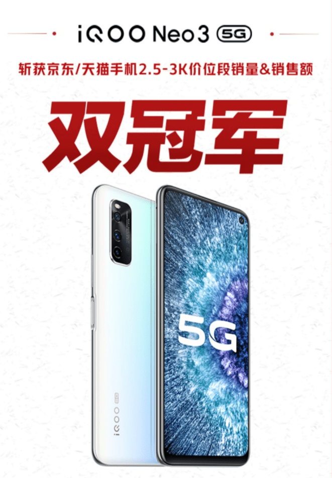 爆款国民5G手机！iQOO Neo3斩获2.5K价位段销量&销售额双冠军(图2)