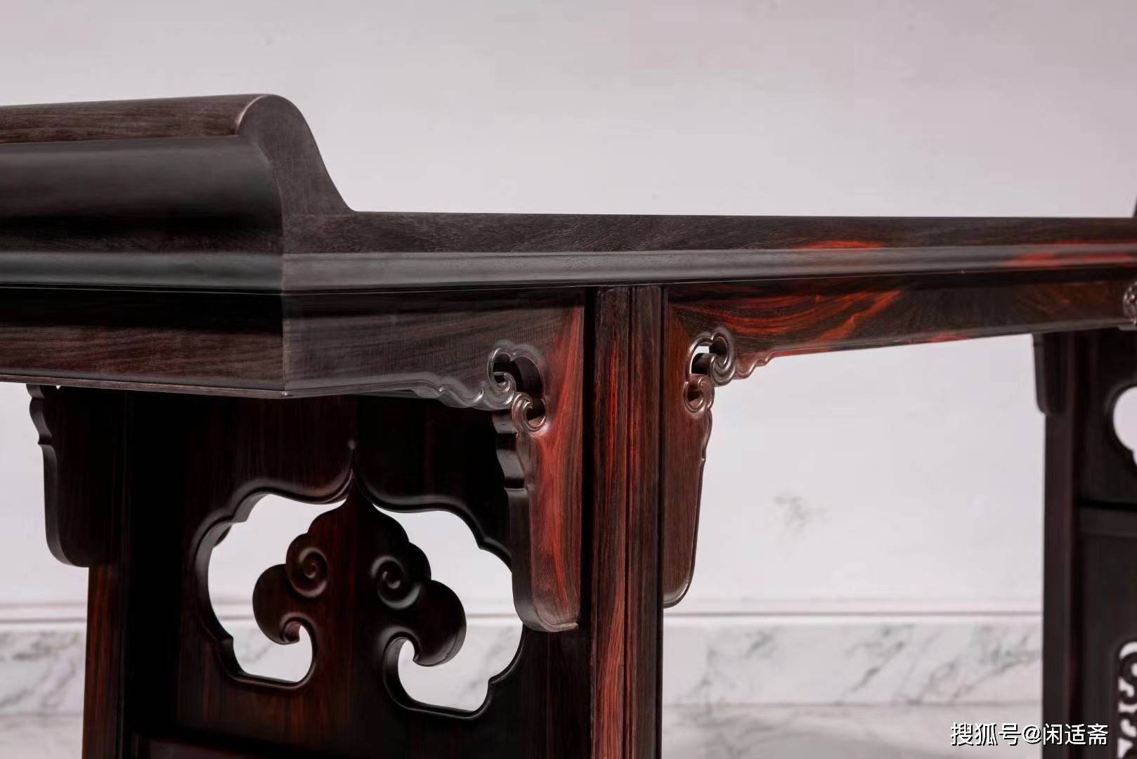大红酸枝,螭龙纹如意翘头案,明清红木家具_阳线