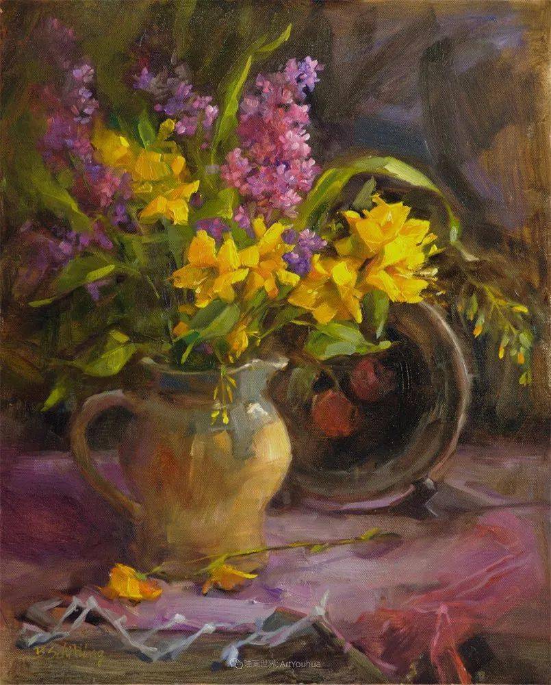 美国女画家芭芭拉席林花卉油画作品赏析