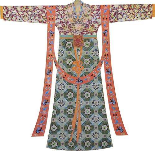 唐朝之前的女子,均穿宽大的衣服,袖子的下底可以直接垂到膝盖的位置.