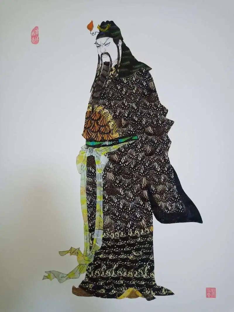 唐滕王李元婴始创,画材取于蝴蝶之翅,全手工剪贴而成.