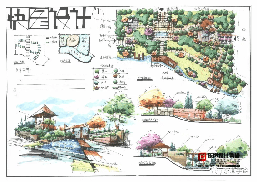 考研乾貨園林景觀高分快題精選馬克筆篇