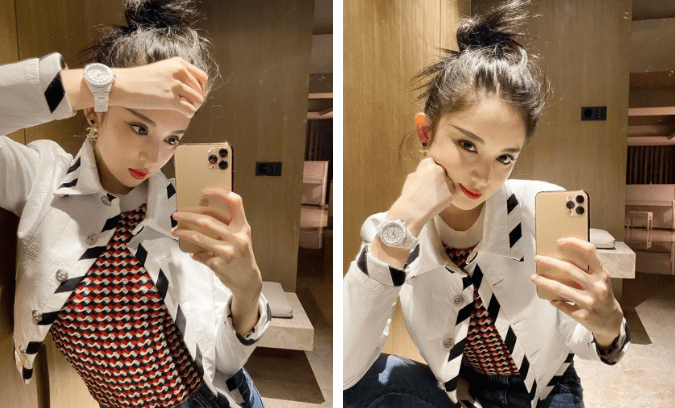 对镜自拍新姿势你get了吗?宋妍霏,周雨彤姐妹花教你对镜自拍新套路!