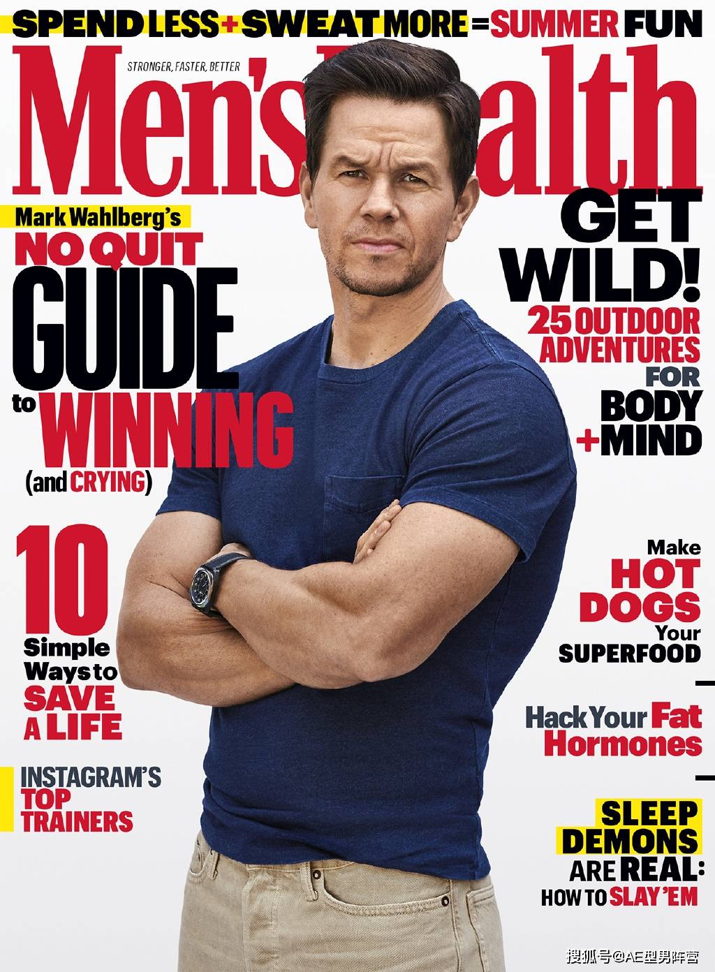 49岁马克·沃尔伯格再登型男封面!身高174的男神,肌肉气场十足_健身