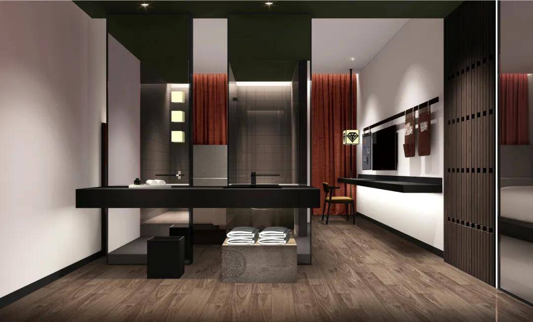 由于酒店是南宁东站地下层全暗房格局,因此我们在色彩的搭配上与酒店