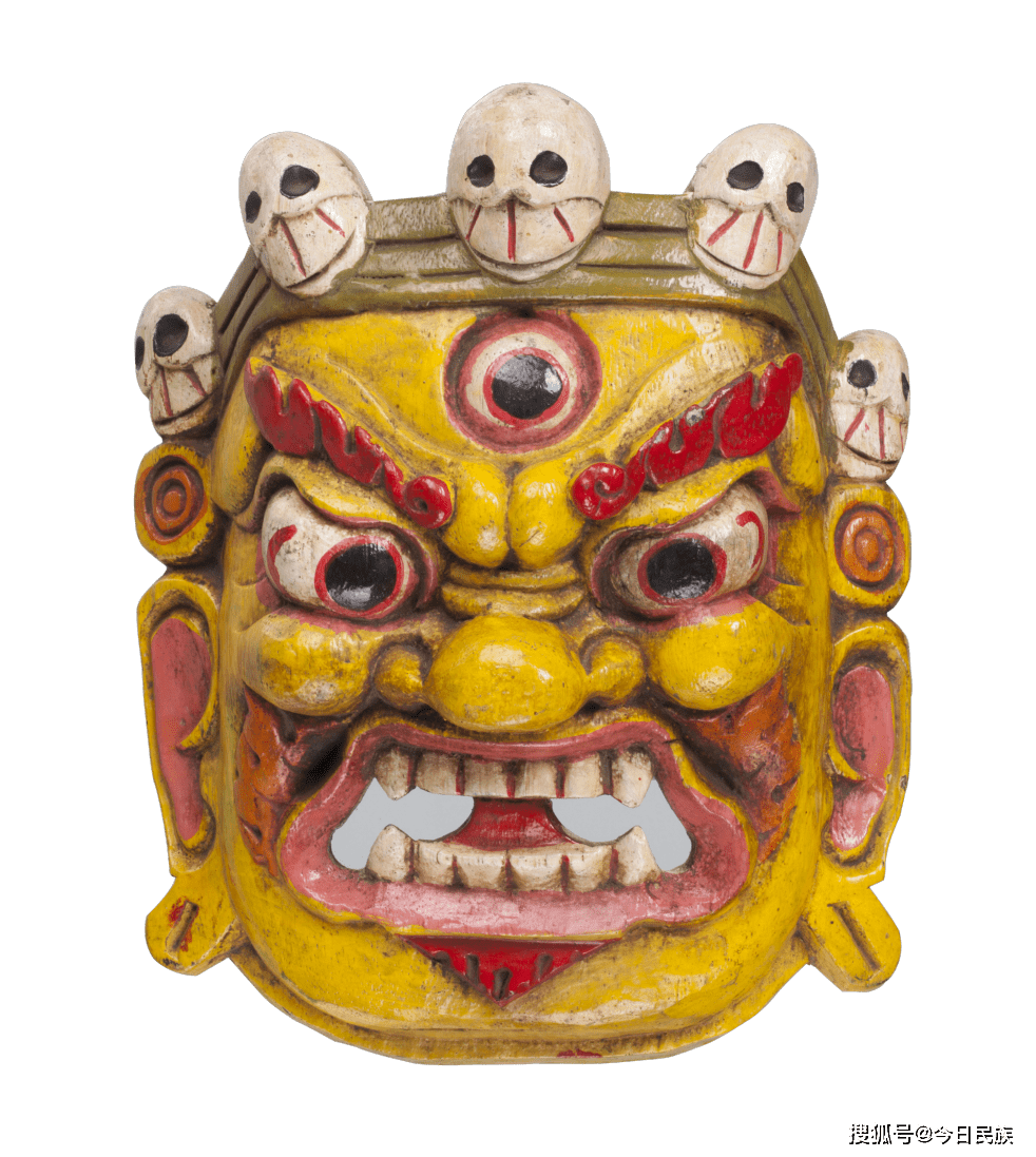 丨木雕彩绘羌姆面具