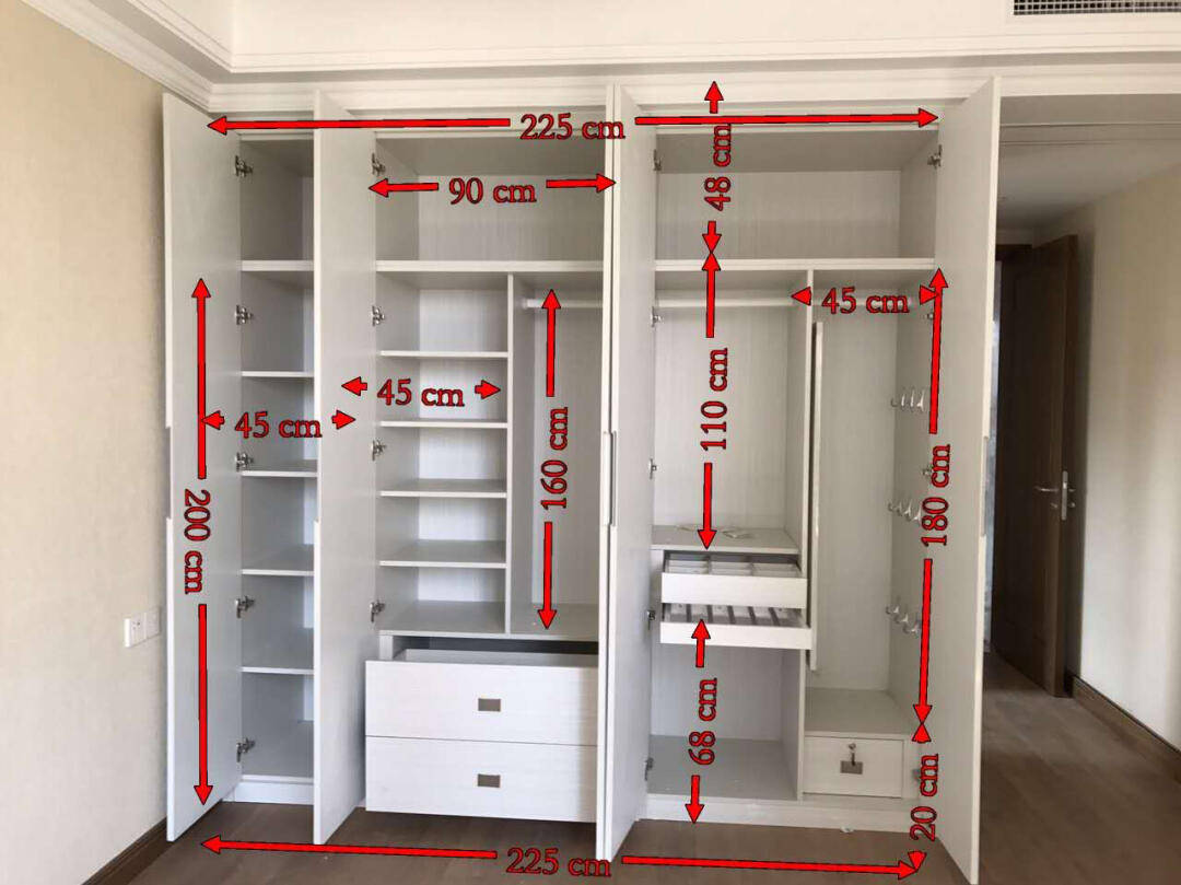 合肥房子裝修衣櫃是定製還是現場打,這份衣櫃參考尺寸用的到