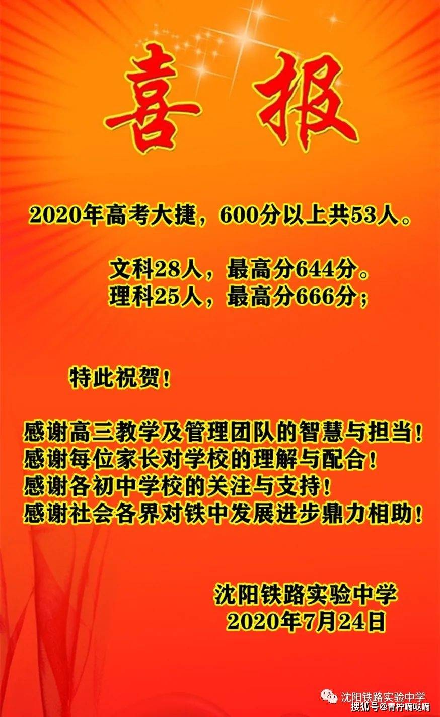 瀋陽各高中高考喜報陸續公佈三校考的怎麼樣各校戰績如何