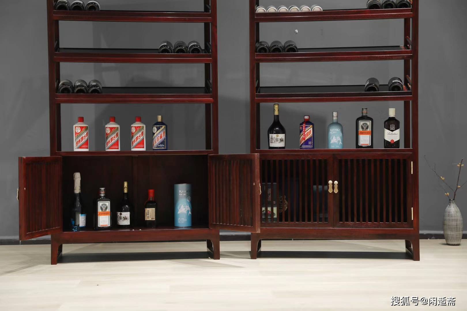 赞比亚紫檀,新中式酒柜,木质家具