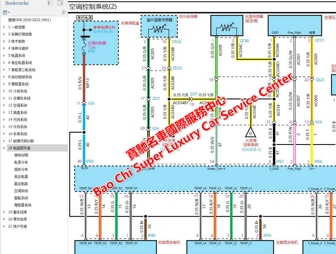 理想one维修手册电路图配件目录技术介绍用户手册理想汽车维修手册