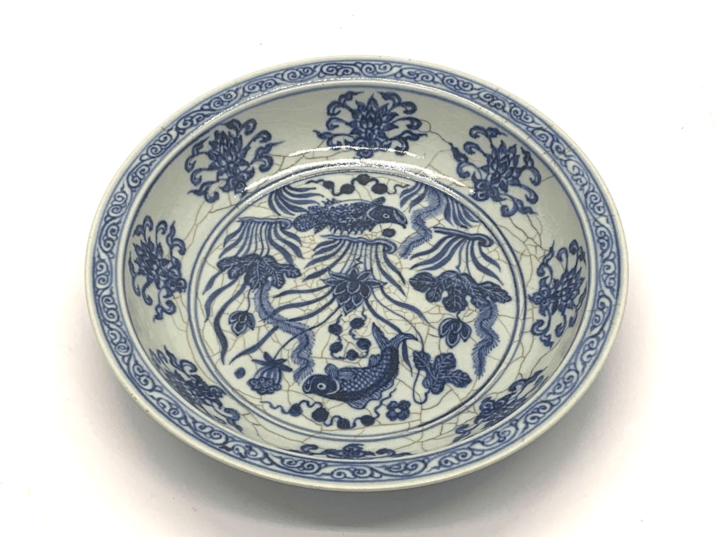 【深圳博达亿合】明代鱼藻纹青花盘
