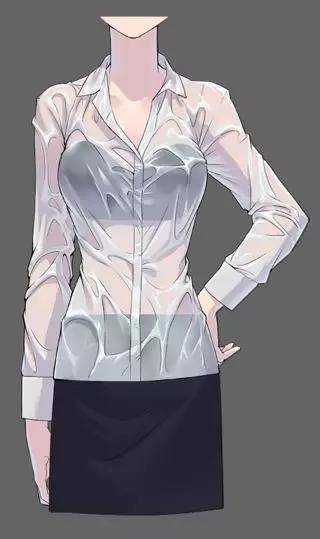 女生淋湿的衣服效果怎么画教你绘画湿透的衬衫