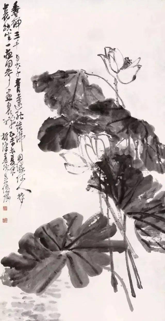吴昌硕画荷花酣畅淋漓有气势