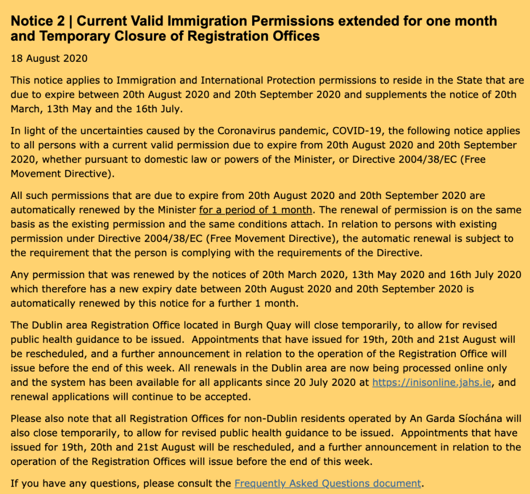 爱尔兰移民局紧急通知 这些签证延长1个月 动态 四川洲际海外移民留学官方网站