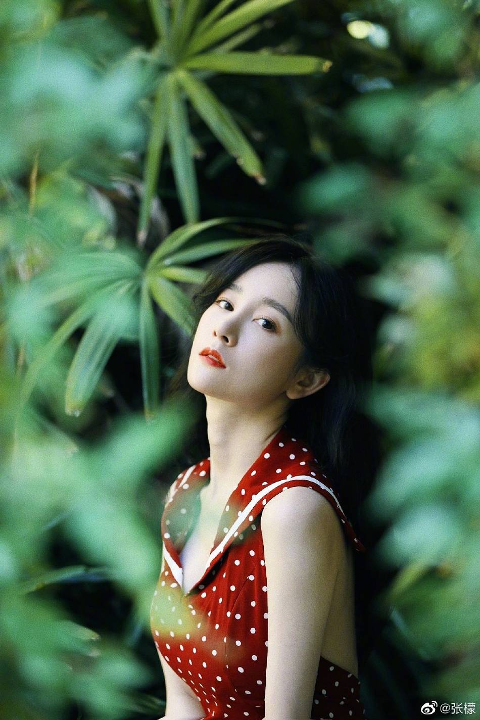 张檬最新红裙写真 大秀性感美背