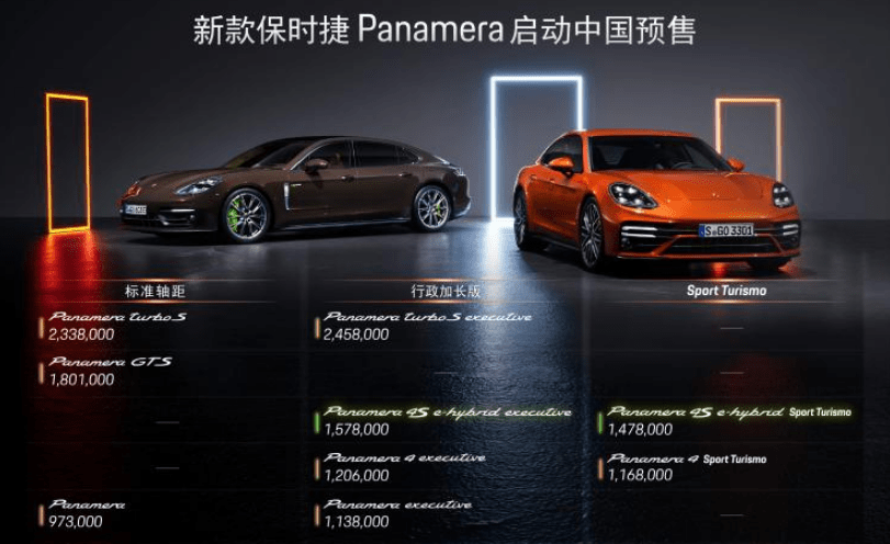 新款保时捷Panamera发布 97.3万起售
