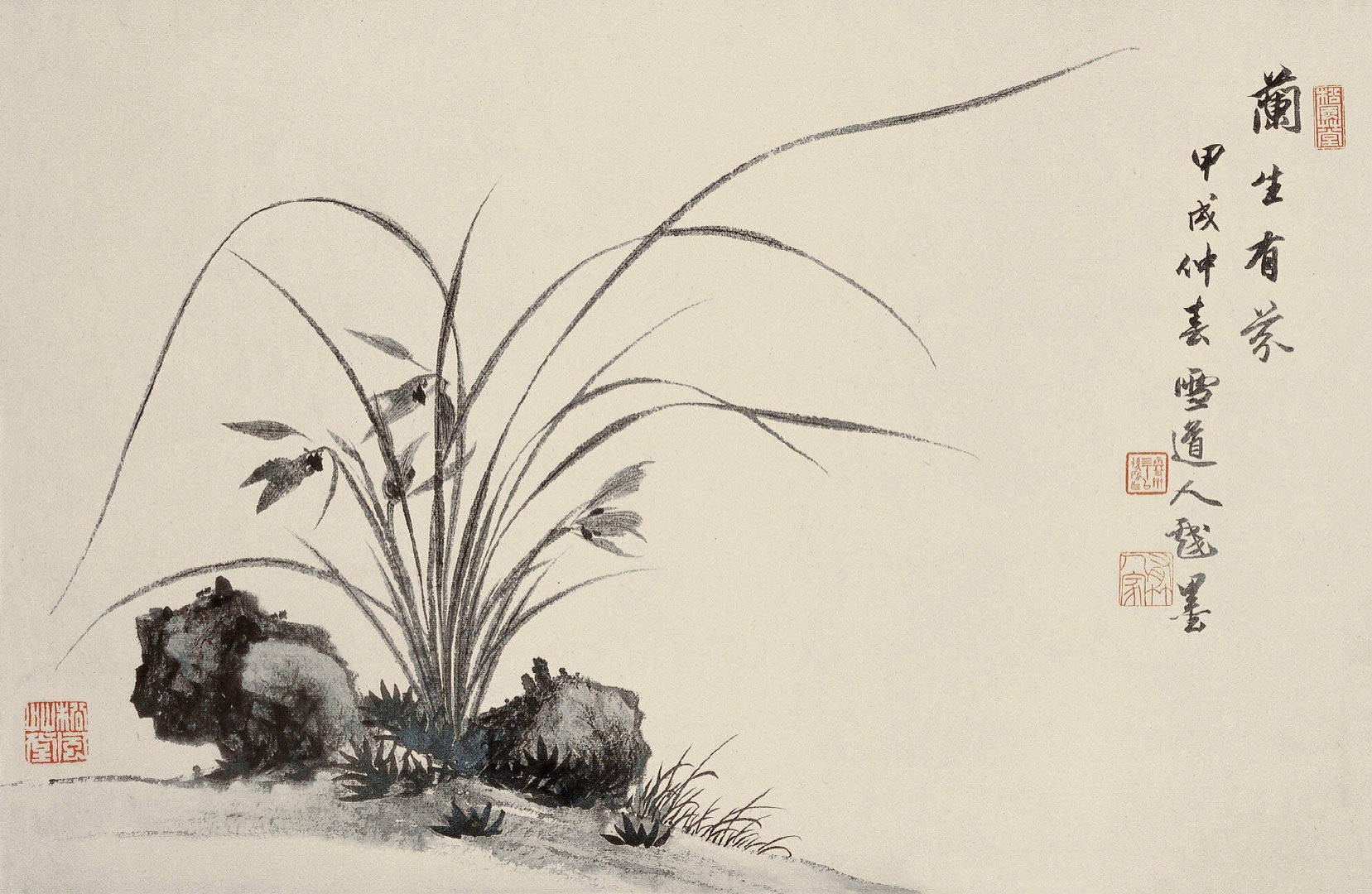 郑州引力墙绘分享手绘墙素材中国风素心兰香