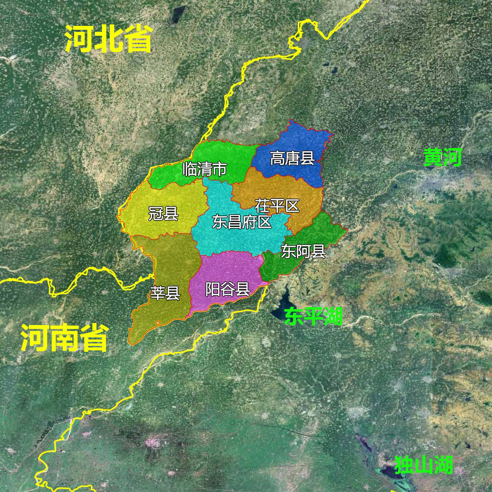 原創10張地形圖快速瞭解山東省聊城各市轄區縣市