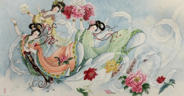 碧宇长天星海梦,云中玉女散花来.