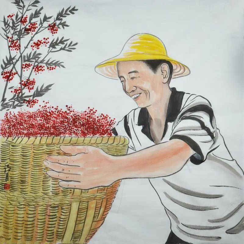 著名青年女画家胡诗月的脱贫攻坚系列国画作品