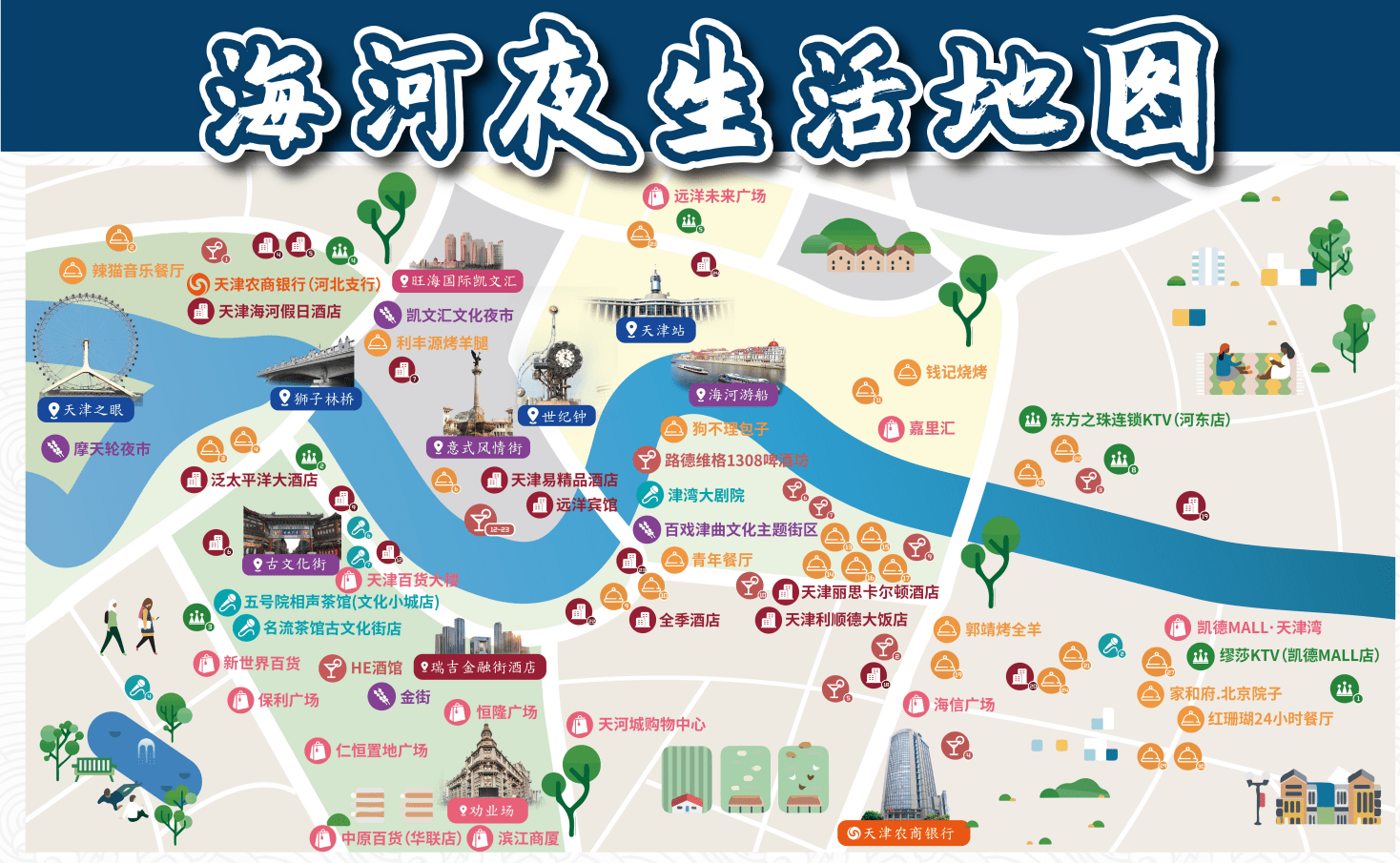 天津海河路线图图片
