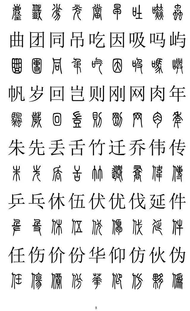 篆書2500字對照表快收藏再也不怕寫錯了