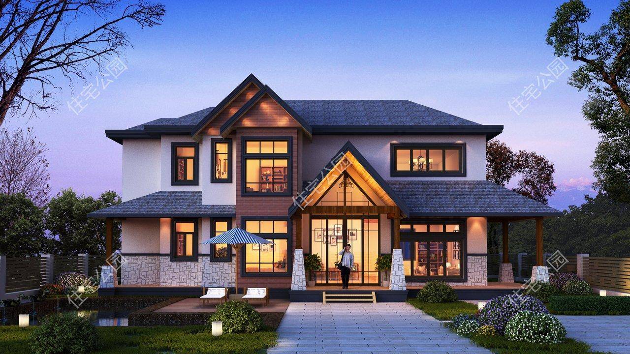农村自建房宽16米,进深11米,想建两层怎么设计?_别墅