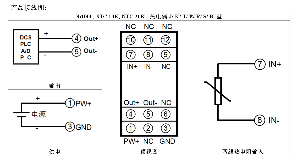 熱電阻ni1000ntcpt100cu50熱電偶jktersb轉模擬信號電流電壓信號隔離