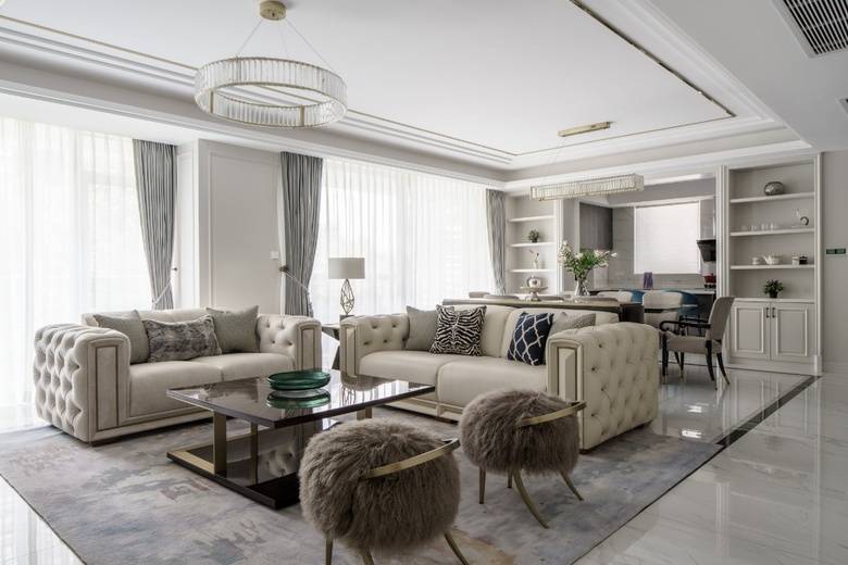 夫妻俩买下250㎡大平层装修成白色轻奢风很高级室内敞亮大气