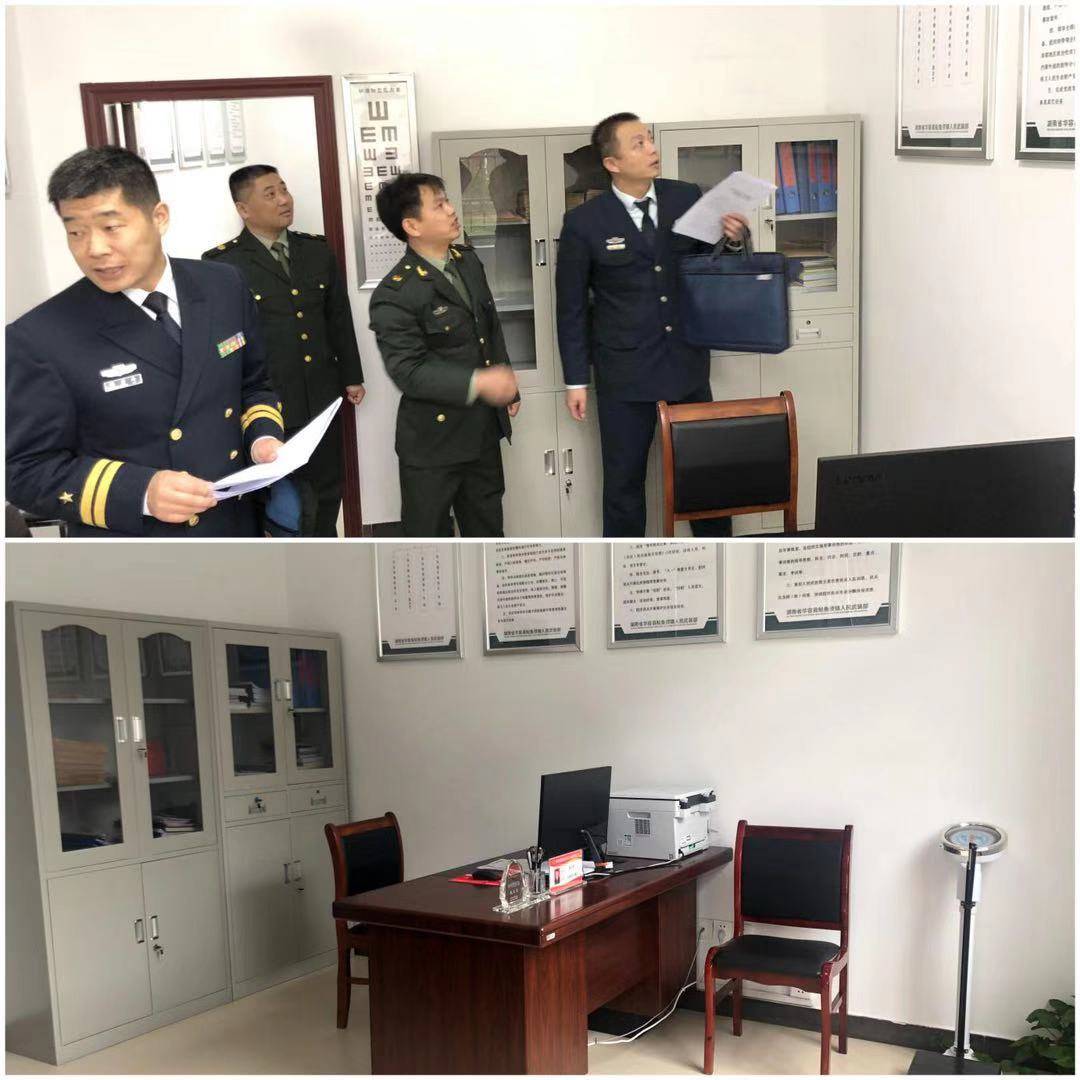 张青海一行先后实地查看验收了该镇武装部办公室和兵役登记站制度上墙