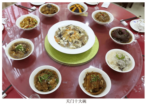解放前,天门民间宴席都以十碗的形式出现,称为"小十碗".