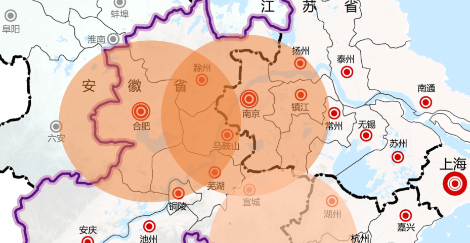 合宁都市圈"共占"芜湖马鞍山滁州;杭宁都市圈"共占"宣城