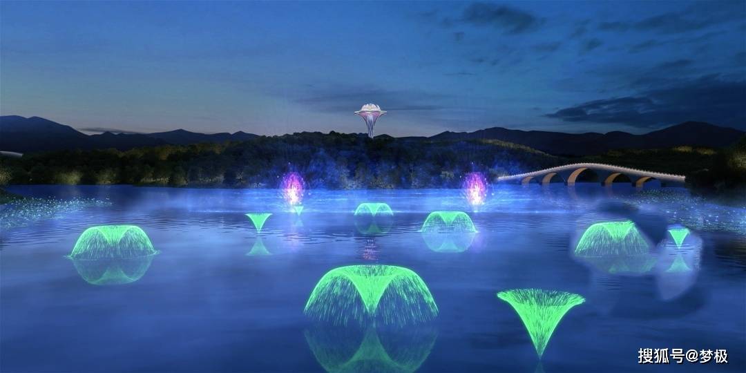 四川达州莲花湖"圣莲华彩—5d全息水舞光影秀