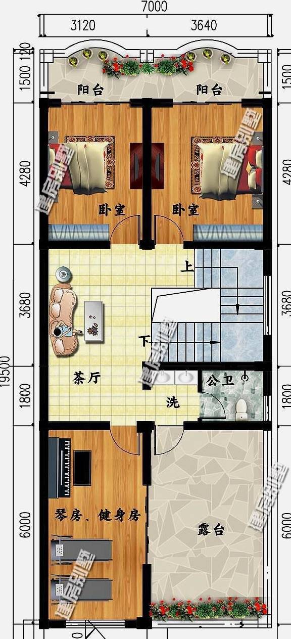 7米面宽的3栋别墅两款复式进深达到18米第一款主体只要16万