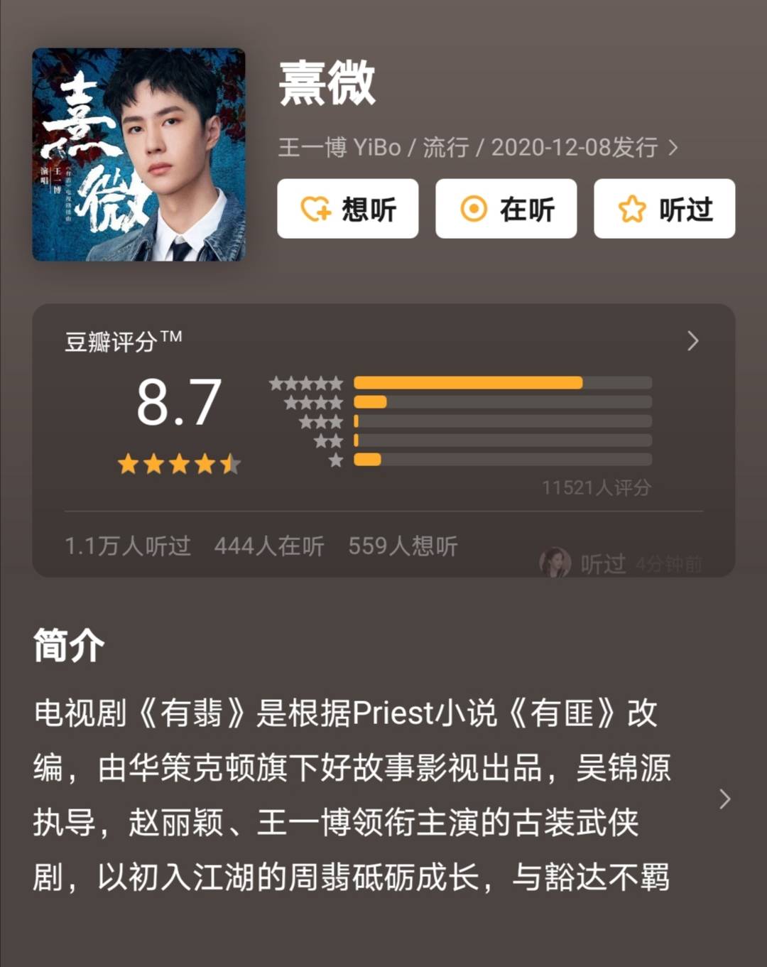 原创熹微难听有翡配音太违和豆瓣却全是好评