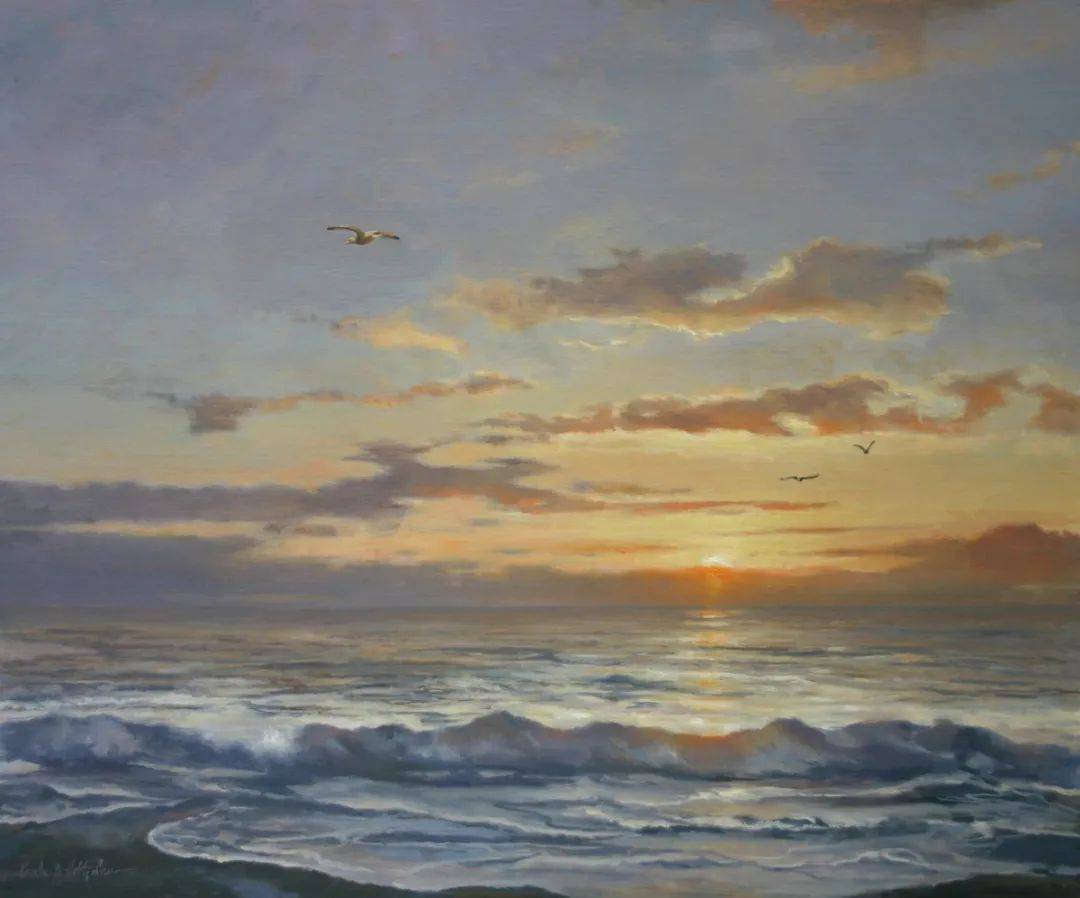 【风景油画】落霞与孤鹜齐飞,秋水共长天一色!-搜狐大视野-搜狐新闻