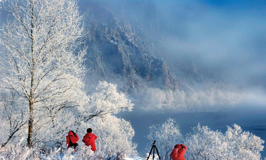 雾凇的枝头浪漫的雪花漫天飞舞牡丹江就变得银装素裹起来一进入冬季