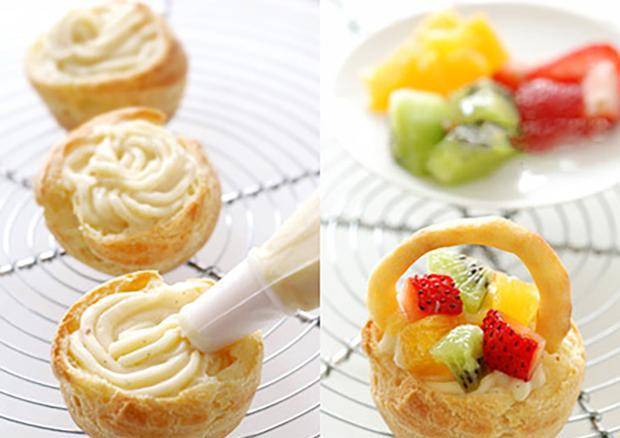 原来"水果卡士达奶油泡芙"是这样做的,怪不得吃起来这么好吃
