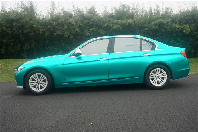 宝马3系贴膜水晶湖水绿汽车改色膜湖南汇格车研