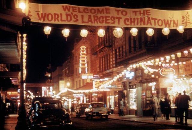 1950年的旧金山彩照：拥有全球最大唐人街，汉字招牌随处见