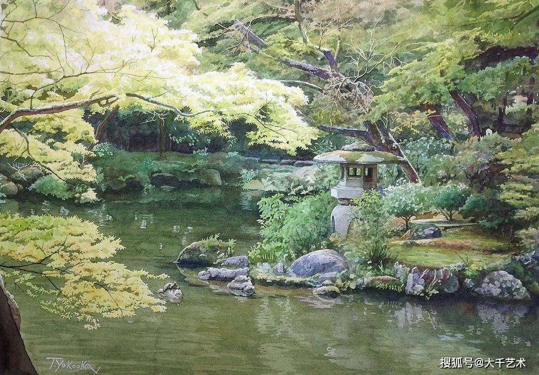 日本艺术家takumiyokooka水彩画欣赏