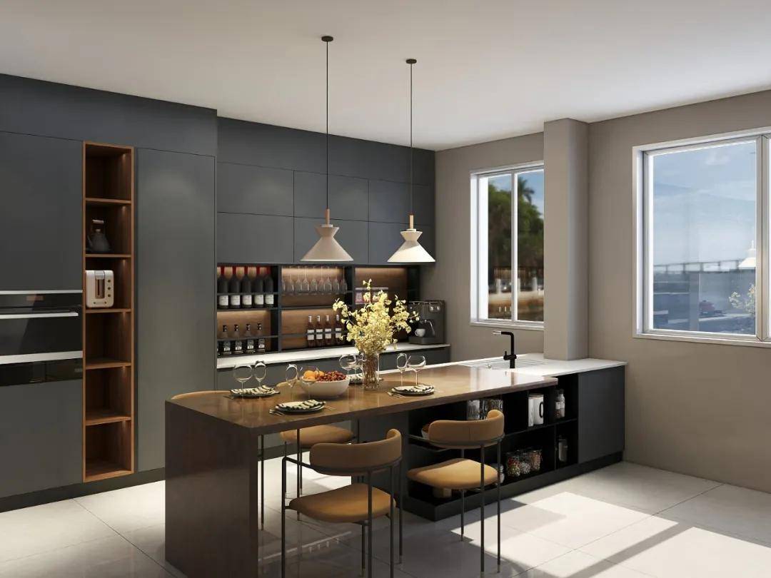 高级灰中西分厨,打造轻奢极简别墅范儿_厨房