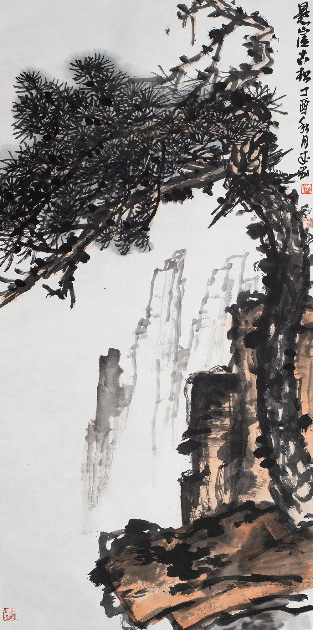 《悬崖古松》 136x68cm