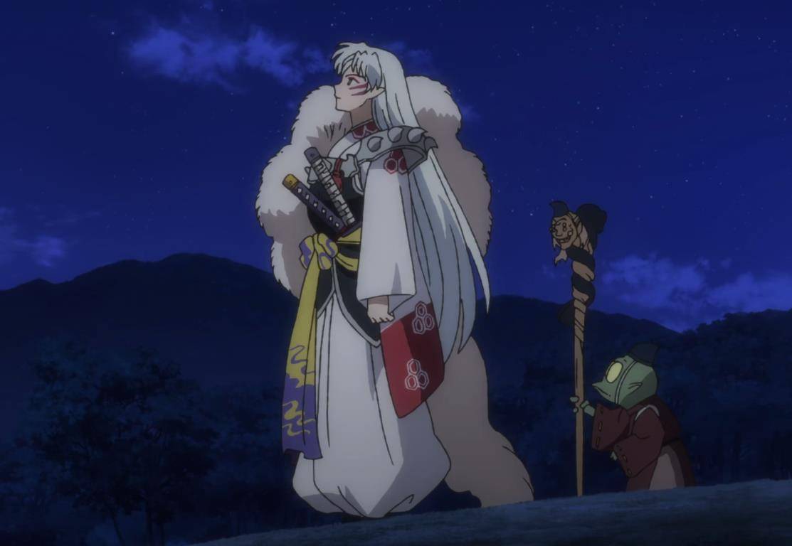 半妖的夜叉姬犬夜叉和阿离去给犬大将守墓褚叶是钢牙带大的