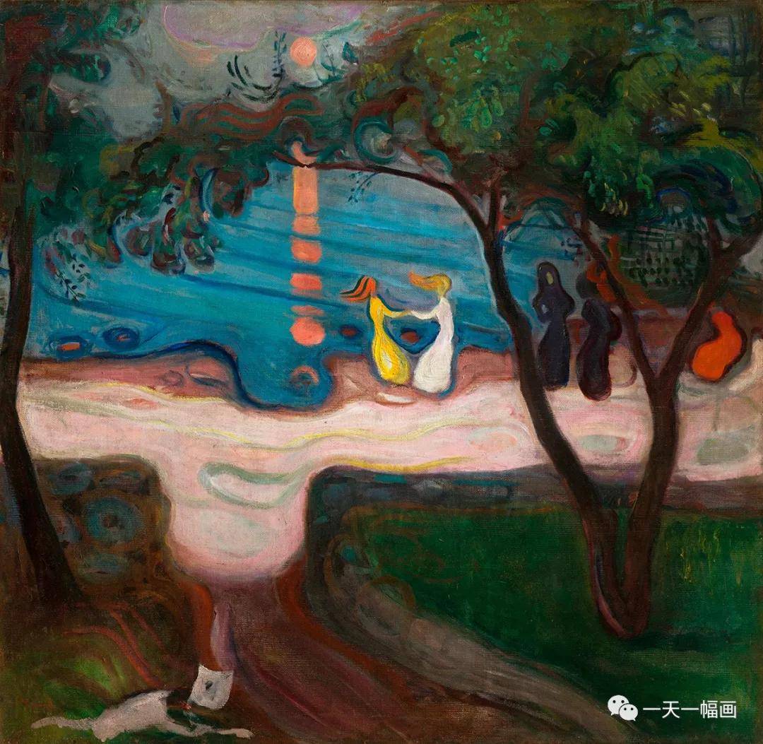 一天一幅画|海滩上起舞_爱德华·蒙克