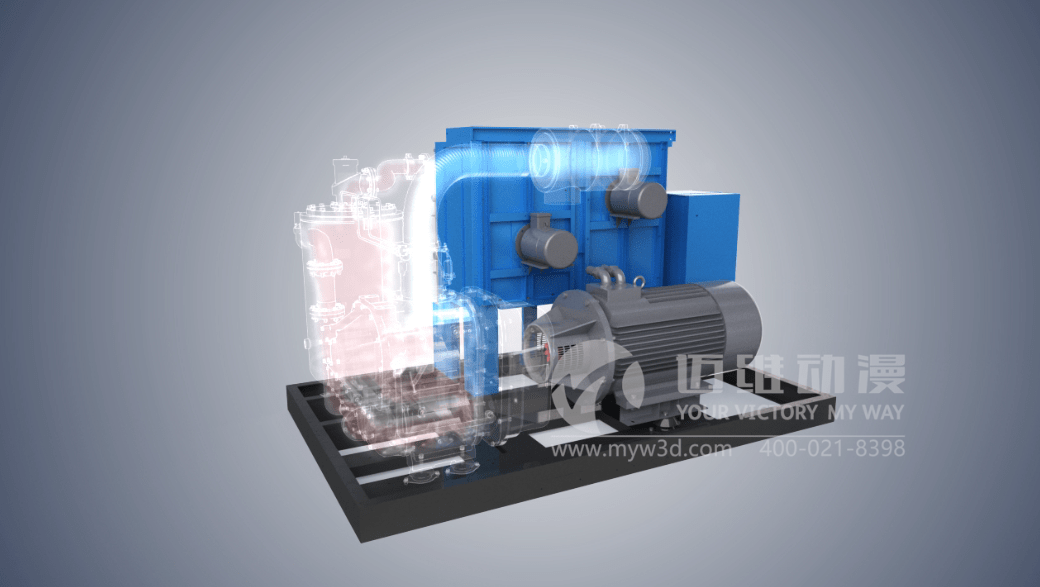 製作出的雙螺桿壓縮機三維動畫可以展示壓縮機的結構組成,工作過程