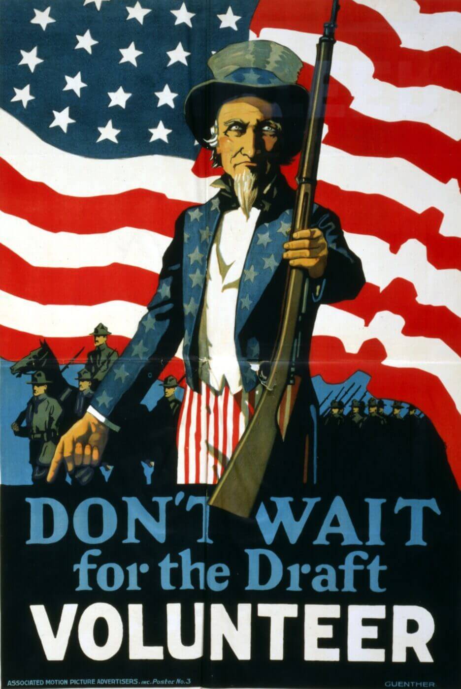 林肯给你递枪,自由女神被威胁,美军第一次世界大战的宣传海报
